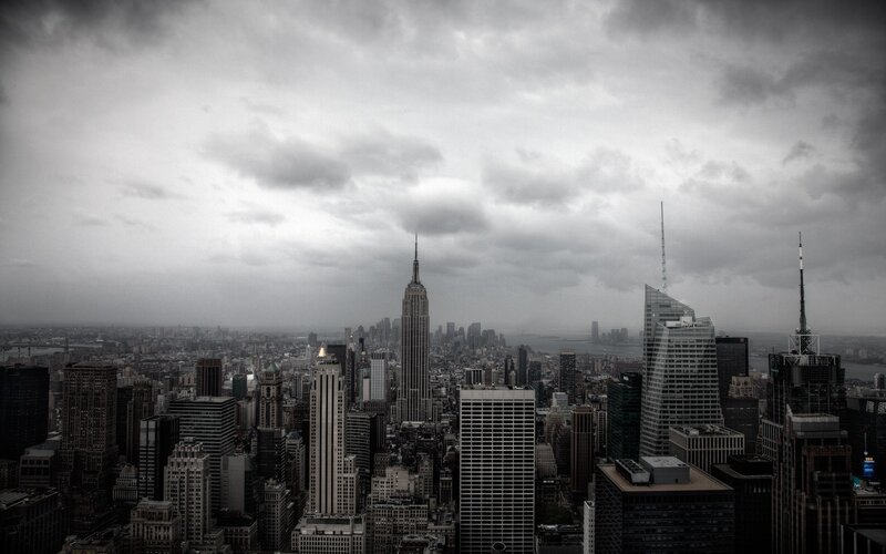 New York City skyline on a cloudy day