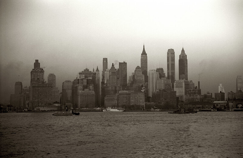 New York City skyline on a foggy day