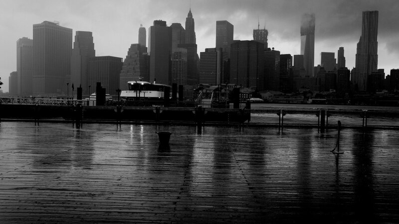 New York City skyline on a rainy day