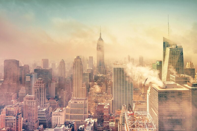 New York City Skyline — Orange, Hazy
