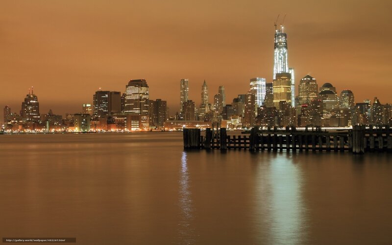 New York City Skyline — Orange, Serene, Night