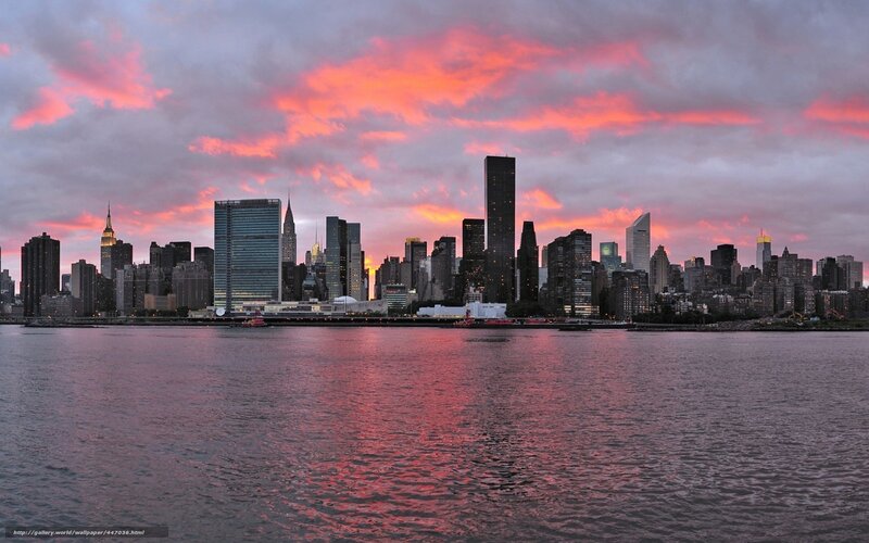 New York City Skyline — Pink, Dramatic, Sunset