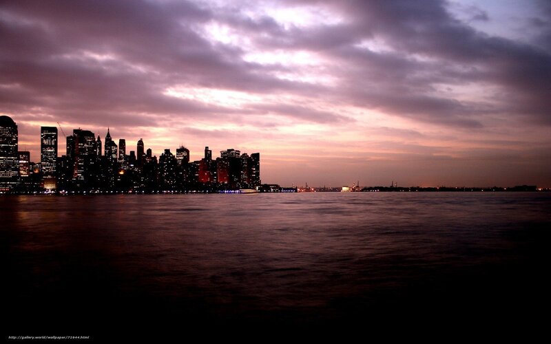 New York City Skyline — Purple, Dramatic, Night