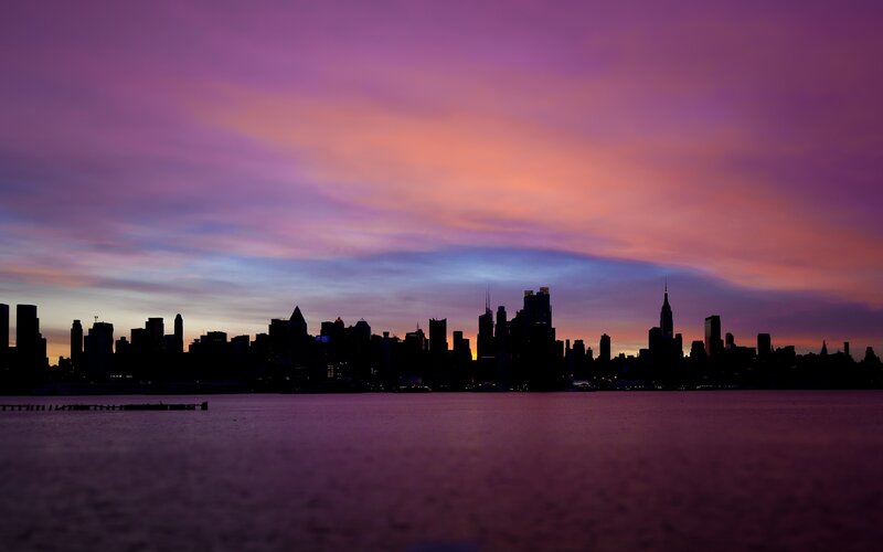 New York City Skyline — Purple, Dramatic, Sunset