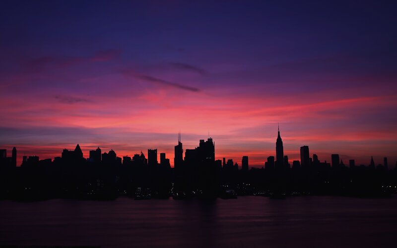 New York City Skyline — Purple, Dramatic