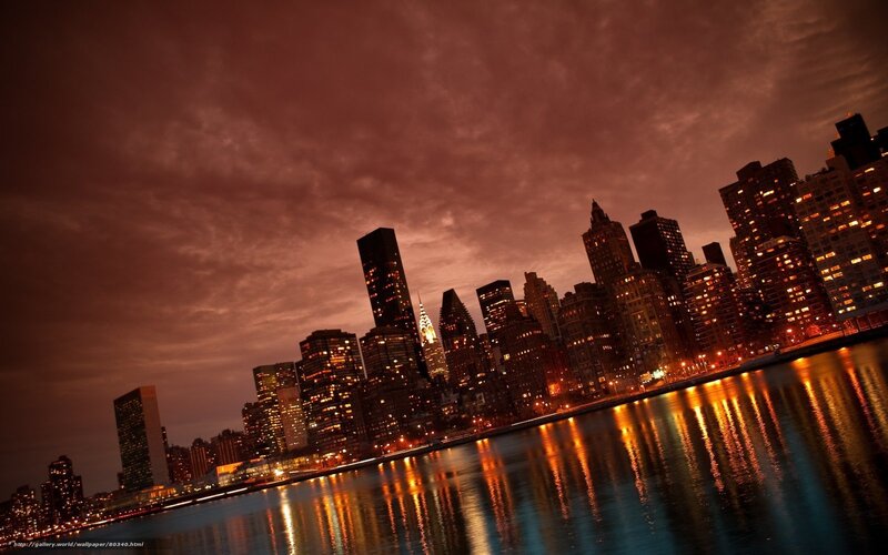 New York City Skyline — Red, Dramatic
