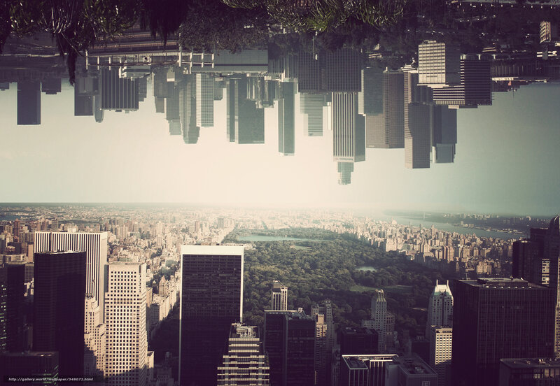 New York City skyline reflection