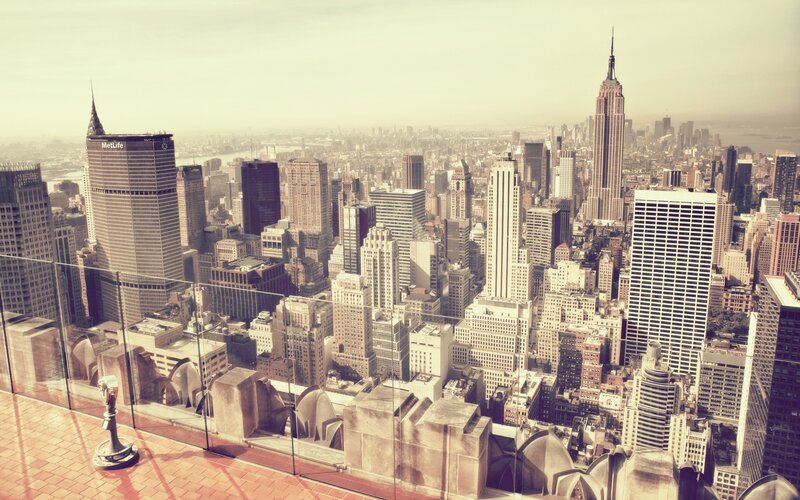 New York City Skyline — Sepia, Hazy, Afternoon
