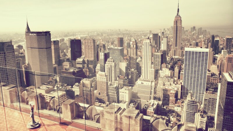 New York City Skyline — Sepia, Hazy, Photograph, Skyscrapers