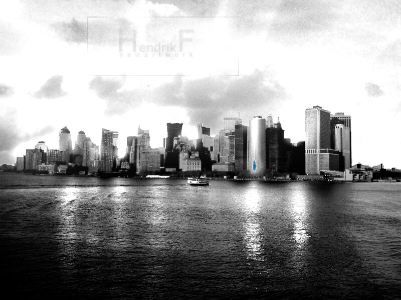 New York City skyline with boat