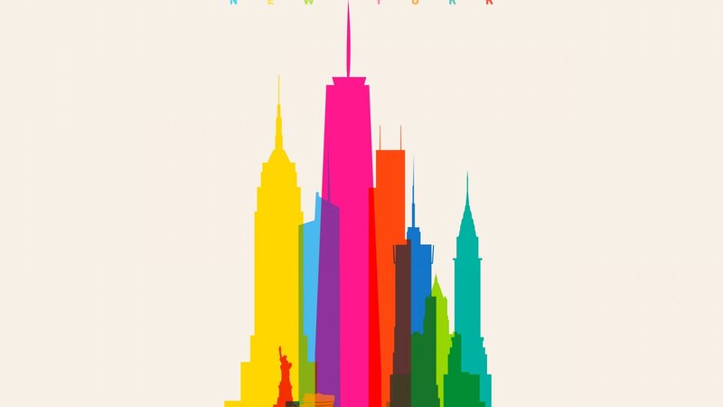 New York City Skyline — Yellow, Colorful