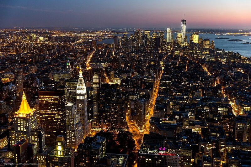 New York City Skyline — Yellow, Dramatic, Night