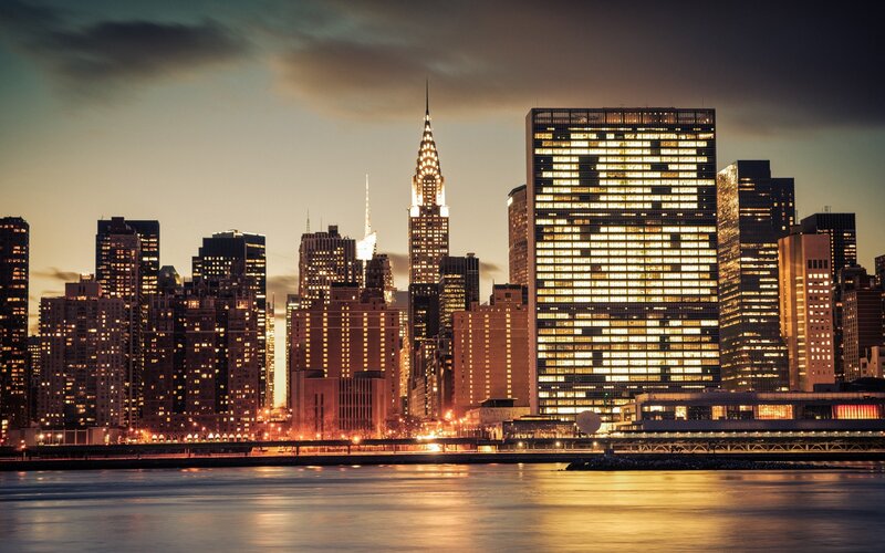 New York City Skyline — Yellow, Dramatic, Sunset
