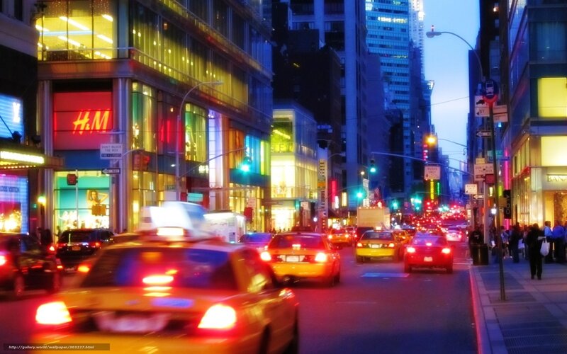 New York City street at dusk