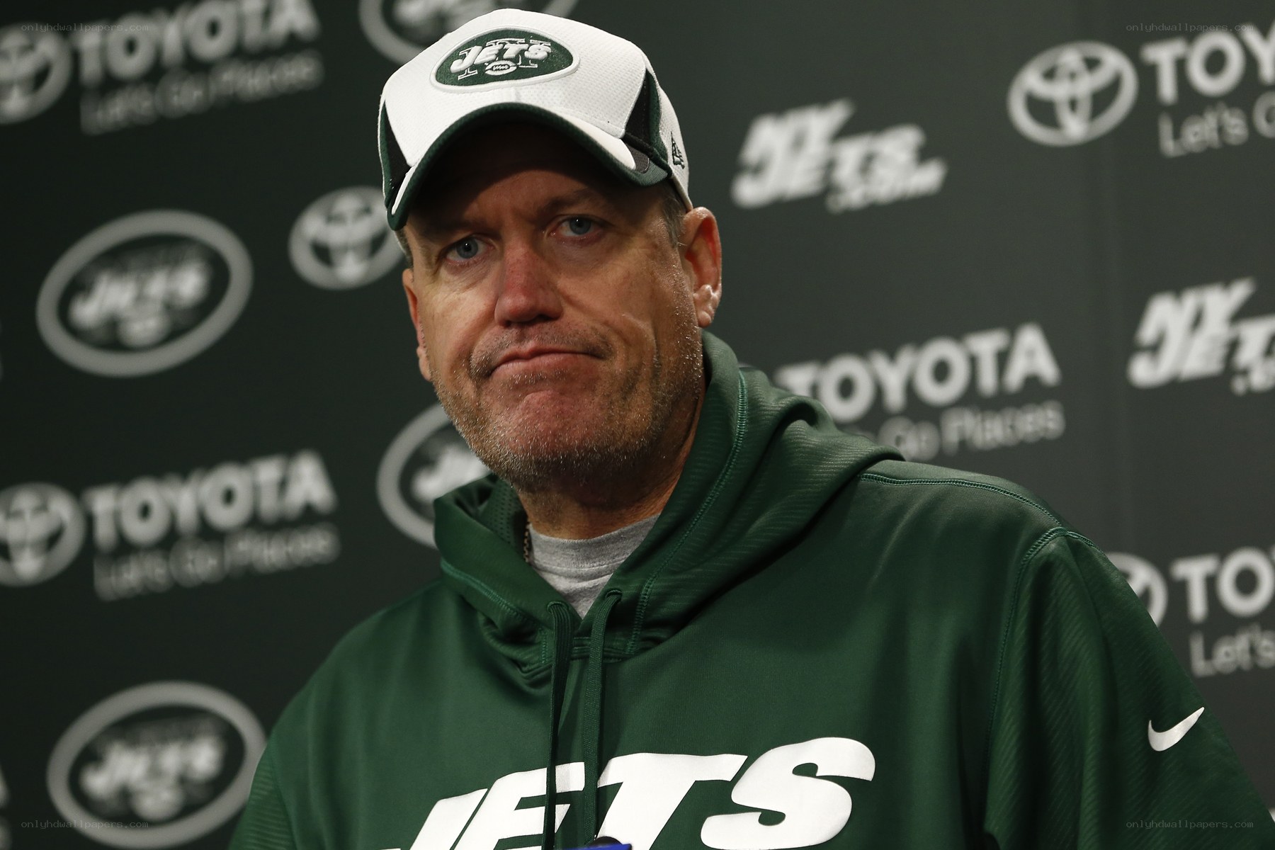 New York Jets coach at press conference