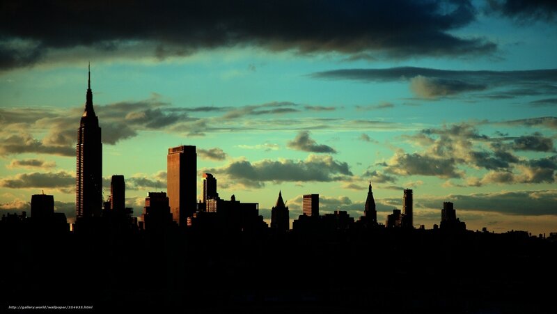 New York skyline at dusk