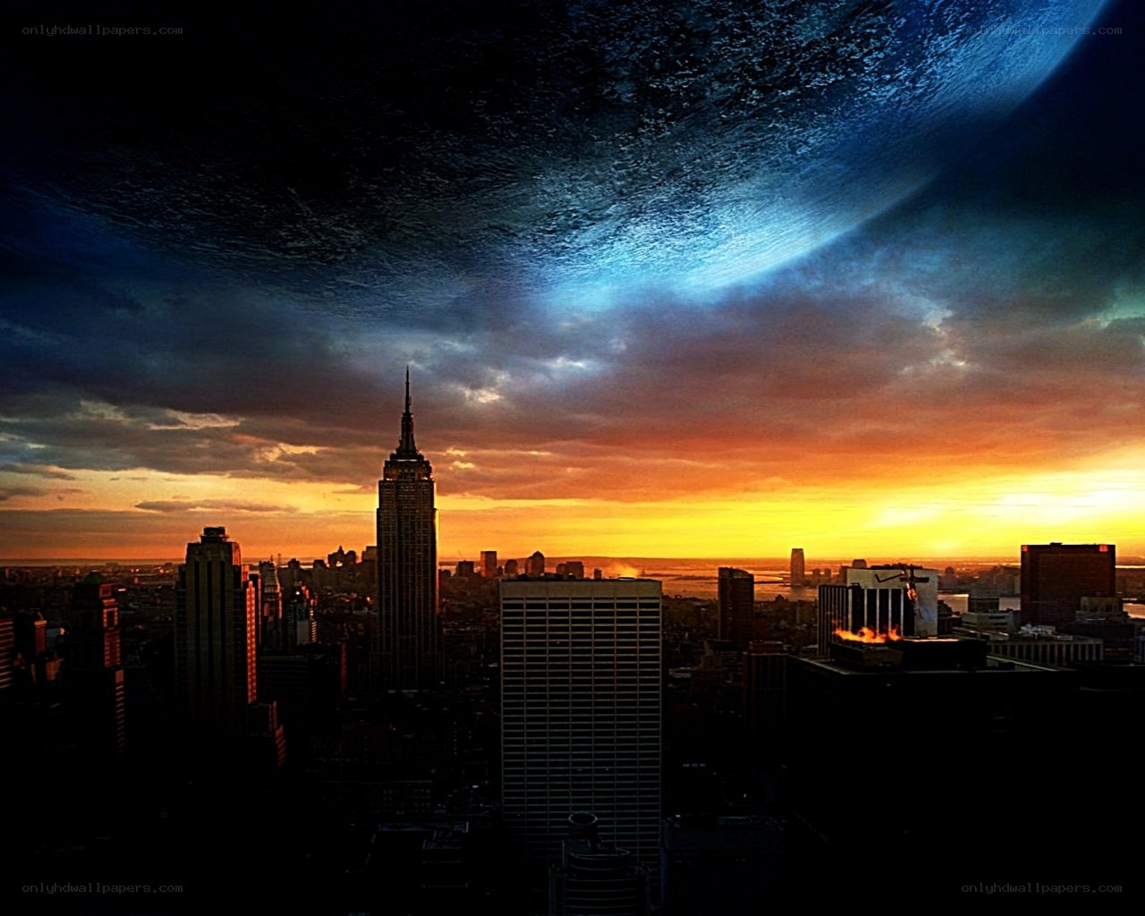 New York skyline at sunset