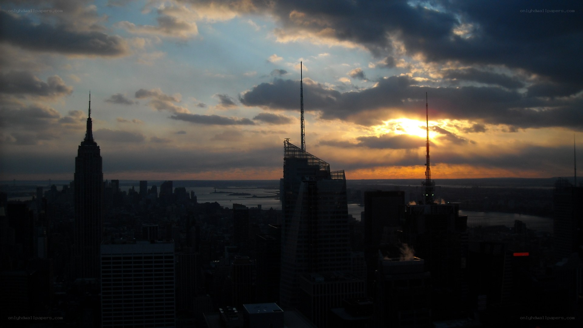 New York skyline at sunset