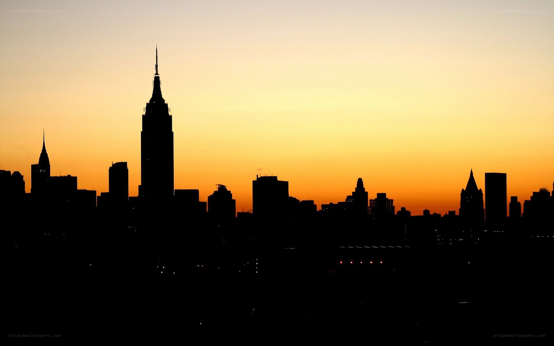 New York skyline at sunset