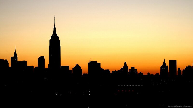 New York skyline at sunset