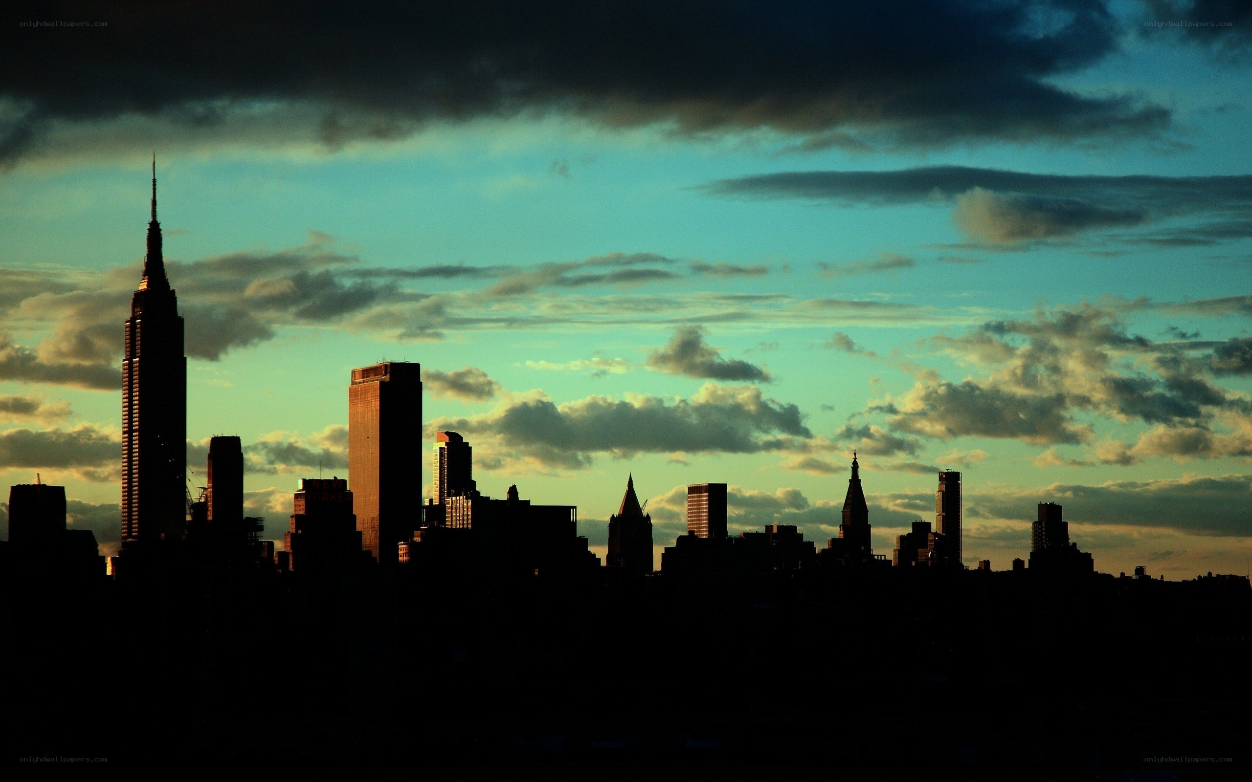 New York skyline at sunset