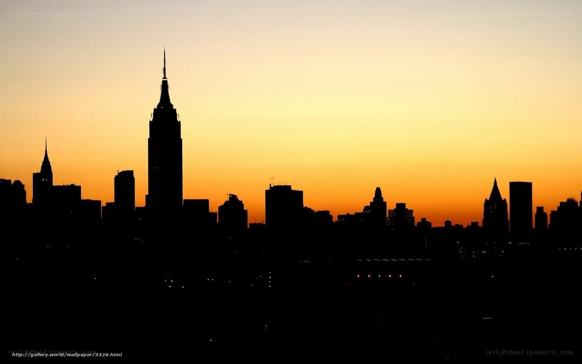 New York skyline at sunset