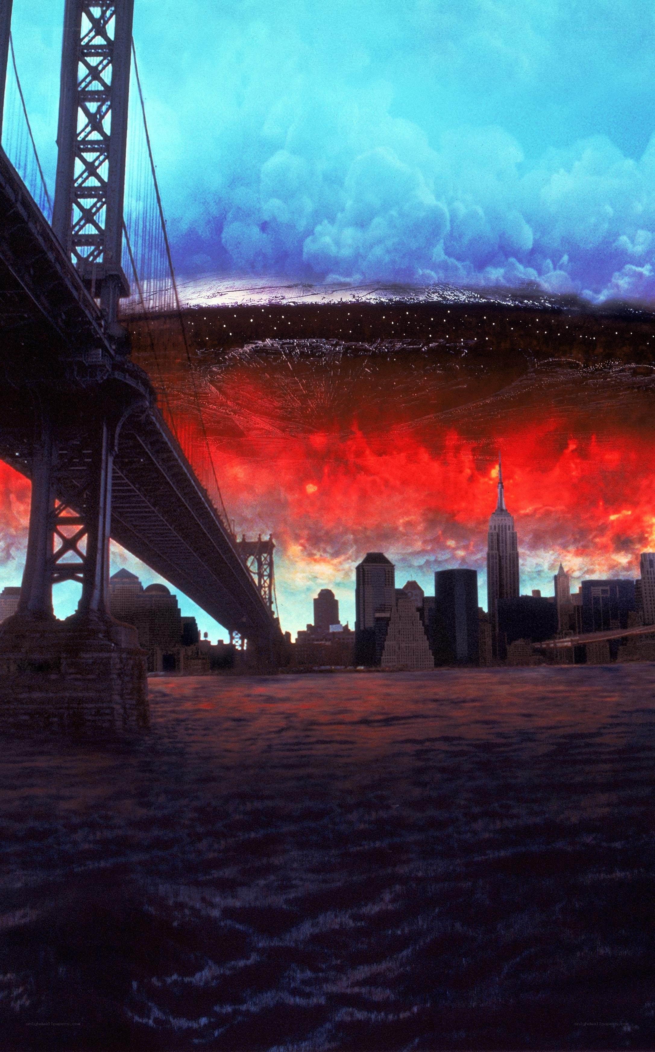 New York skyline under alien sky