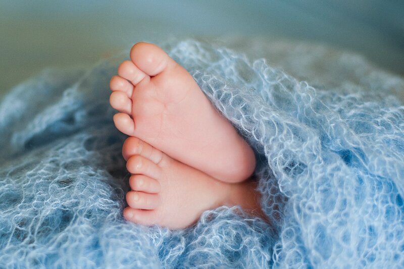 Newborn Baby Feet — Blue, Calm