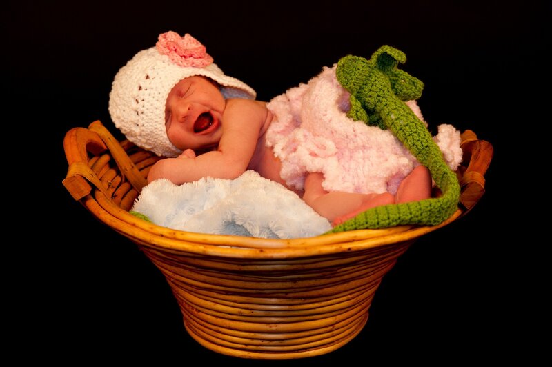 Newborn Baby in Basket — Black