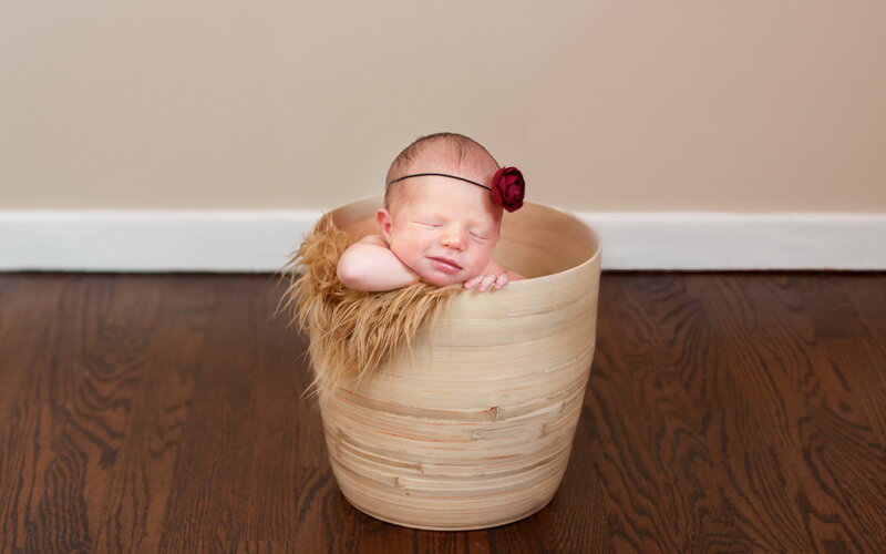 Newborn Baby in Basket — Brown, Calm