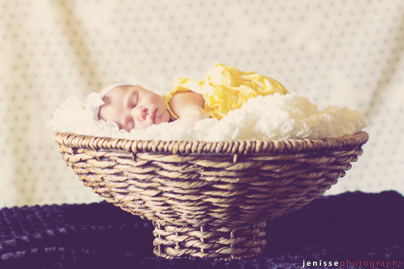 Newborn Baby in Basket — Yellow