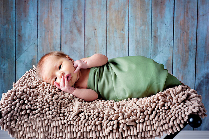 Newborn Baby in Green