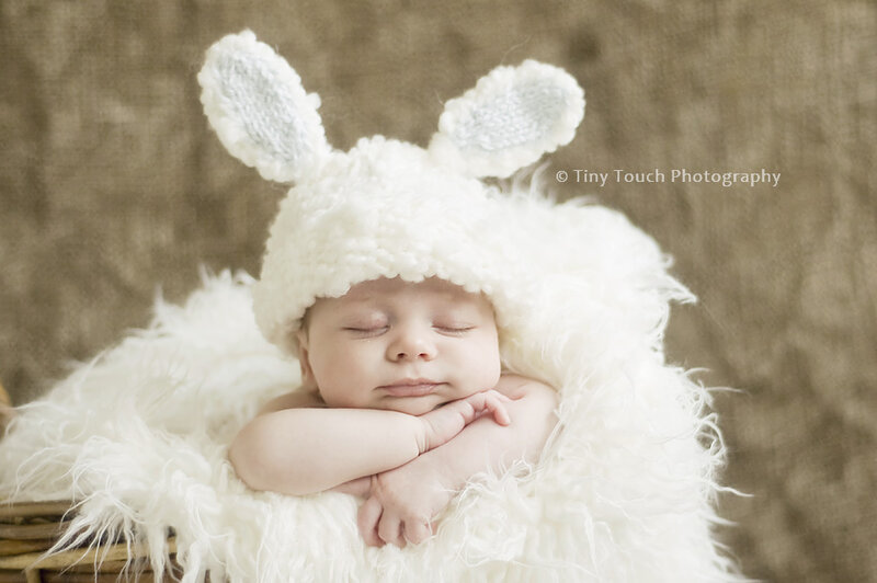 Newborn Baby in Hat — White