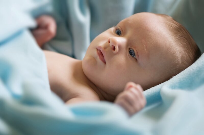Newborn Baby Lying — Blue