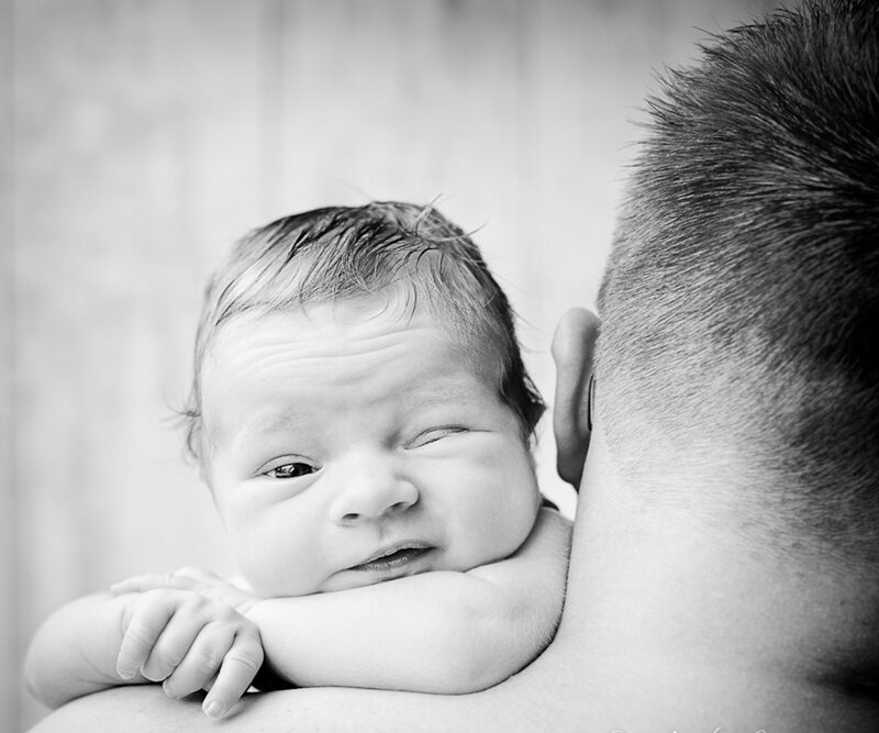 Newborn Baby on Shoulder