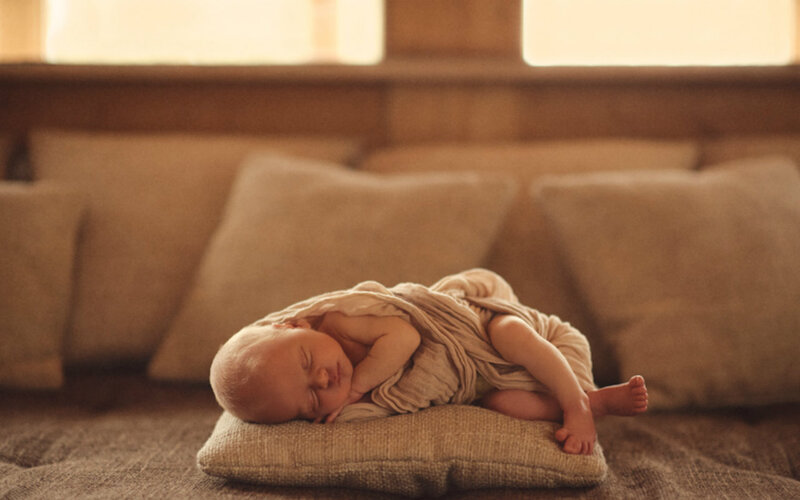 Newborn Baby Sleeping — Beige, Serene, Morning