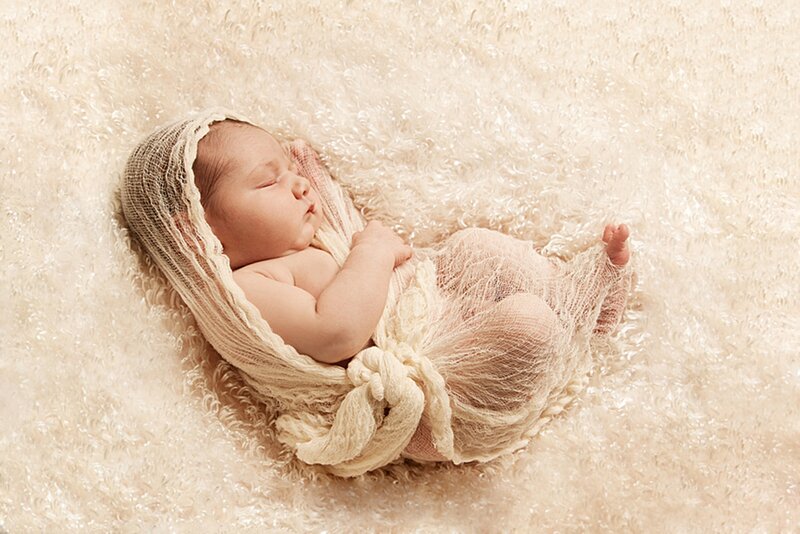 Newborn Baby Sleeping — Beige