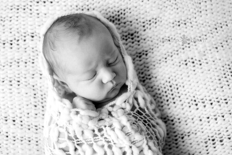 Newborn Baby Sleeping — Black, Serene, Photograph, Knit Blanket