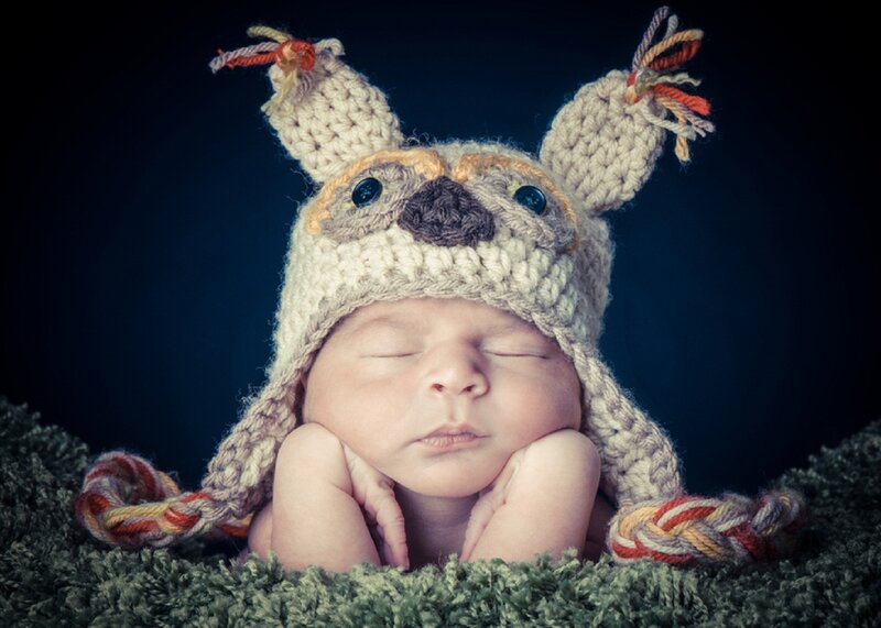 Newborn Baby Sleeping — Blue, Serene, Night