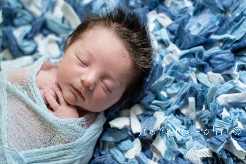 Newborn Baby Sleeping — Blue, Serene