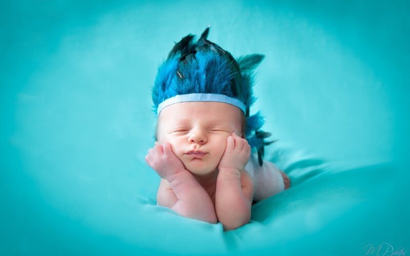 Newborn Baby Sleeping — Cyan