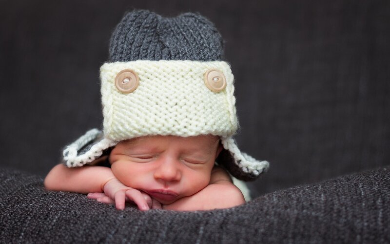 Newborn Baby Sleeping — Gray, Peaceful