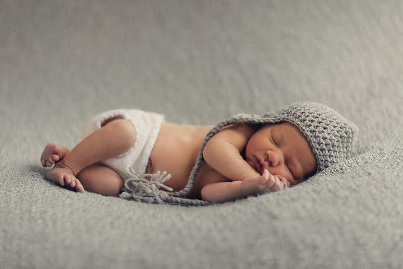 Newborn Baby Sleeping — Gray, Serene