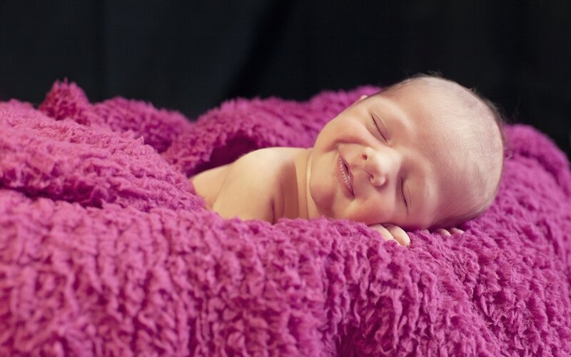 Newborn Baby Sleeping — Pink, Peaceful