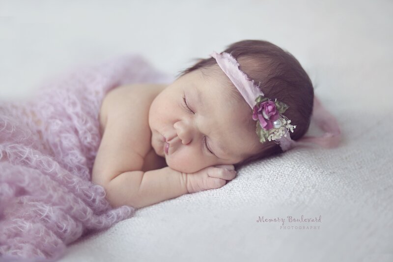 Newborn Baby Sleeping — Pink, Serene, Photograph, Headband