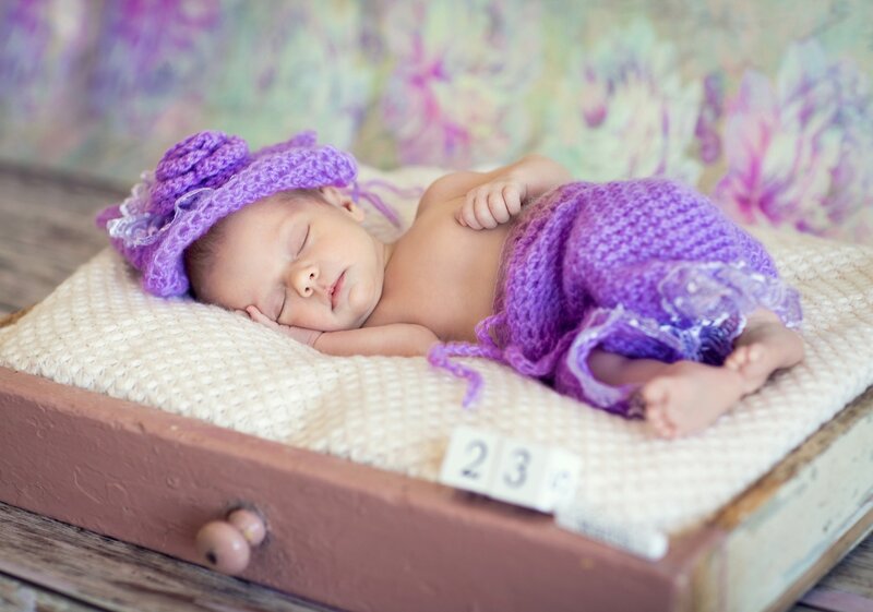 Newborn Baby Sleeping — Purple, Peaceful