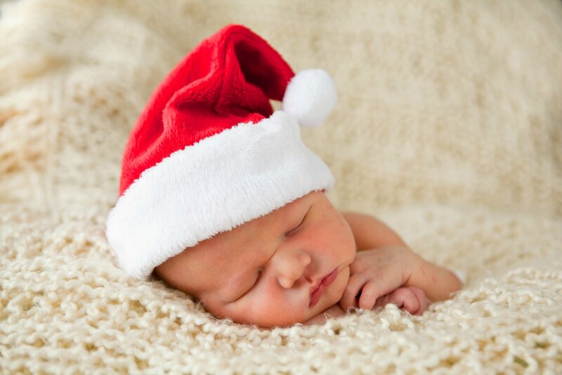 Newborn Baby Sleeping — Red, Serene