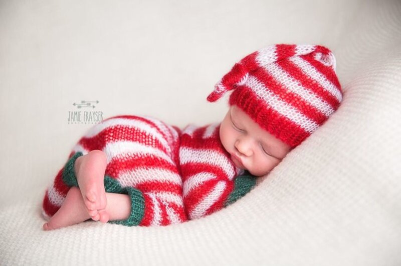 Newborn Baby Sleeping — Red, Serene, Winter