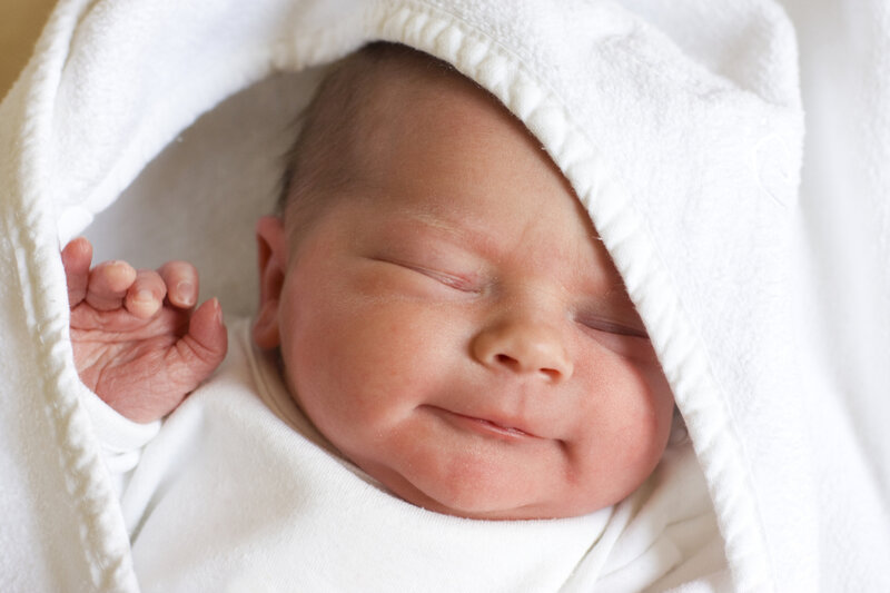 Newborn Baby Sleeping — White, Peaceful, Photograph, Towel, Hand