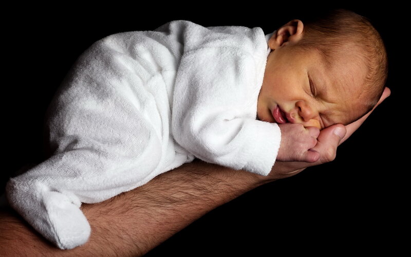 Newborn Baby Sleeping — White, Serene, Photograph, Hand, Towel